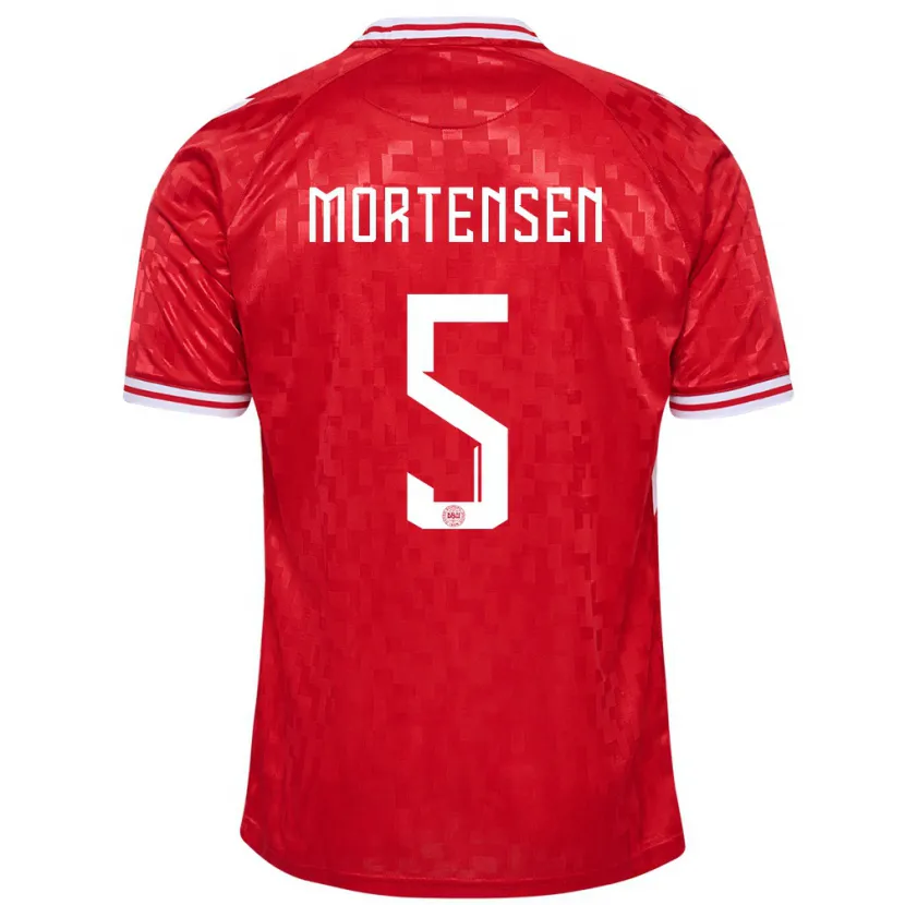 Danxen Barn Danmark Gustav Mortensen #5 Rød Hjemmetrøye Drakt Trøye 24-26 Skjorter T-Skjorte