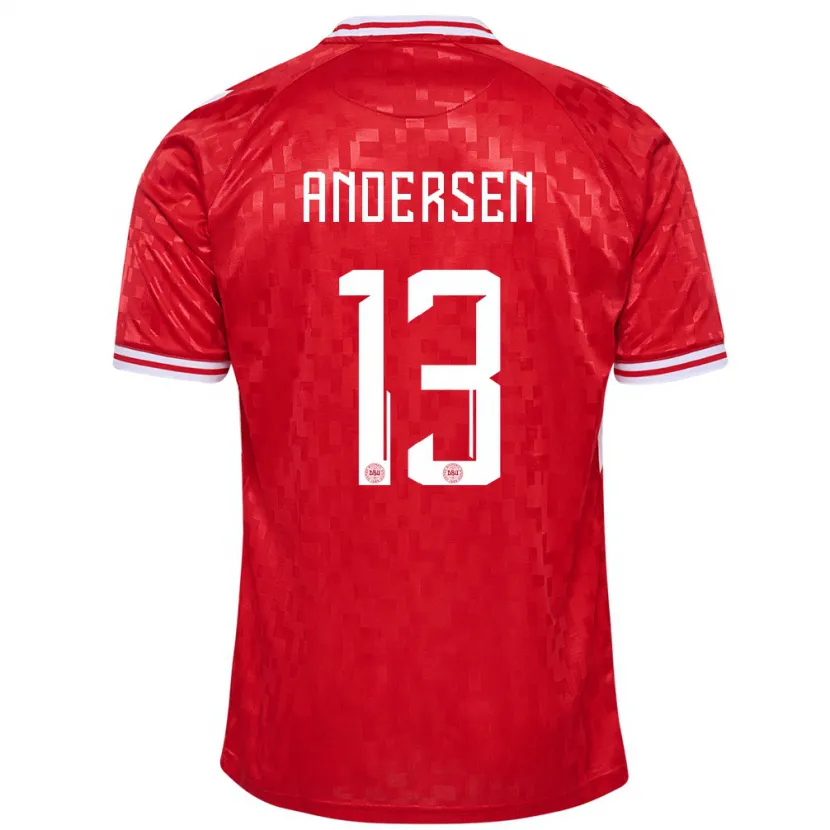 Danxen Barn Danmark Frej Andersen #13 Rød Hjemmetrøye Drakt Trøye 24-26 Skjorter T-Skjorte