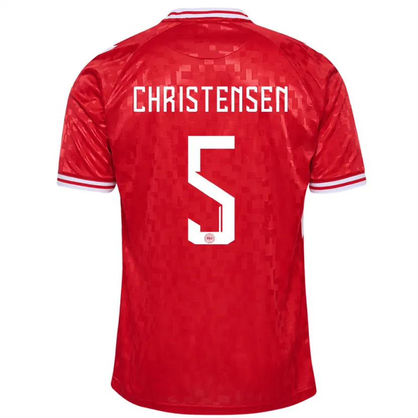 Danxen Barn Danmark Aske Christensen #5 Rød Hjemmetrøye Drakt Trøye 24-26 Skjorter T-Skjorte