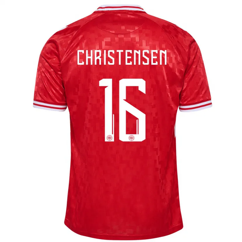 Danxen Barn Danmark Oliver Christensen #16 Rød Hjemmetrøye Drakt Trøye 24-26 Skjorter T-Skjorte
