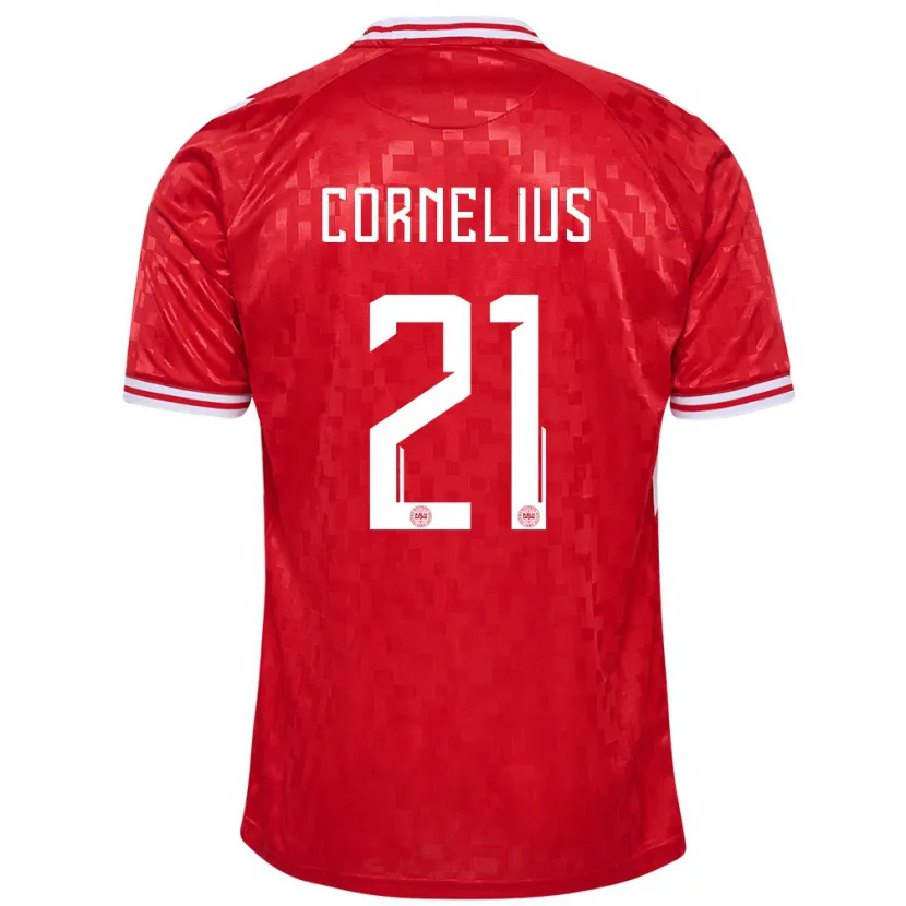 Danxen Barn Danmark Andreas Cornelius #21 Rød Hjemmetrøye Drakt Trøye 24-26 Skjorter T-Skjorte