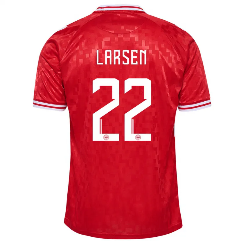 Danxen Barn Danmark Kathrine Larsen #22 Rød Hjemmetrøye Drakt Trøye 24-26 Skjorter T-Skjorte