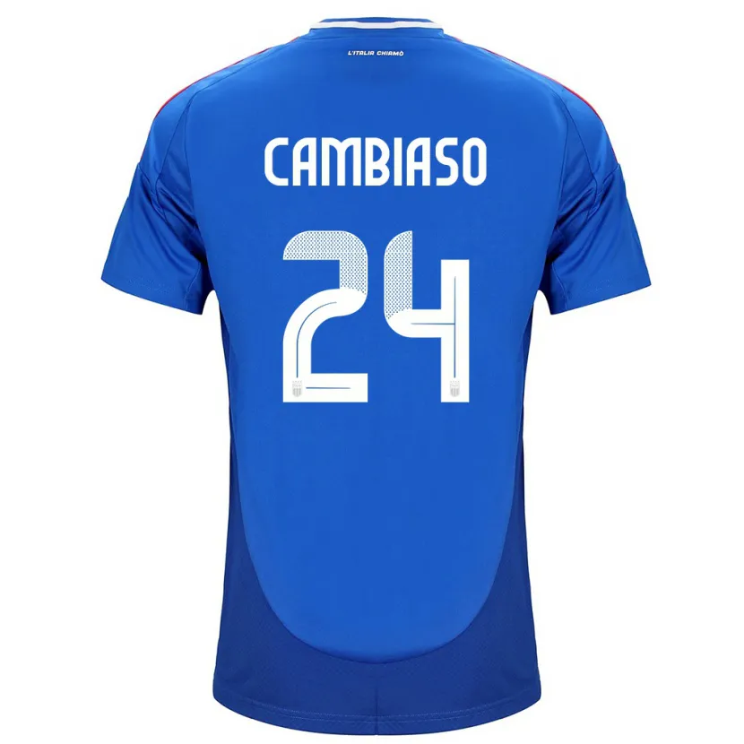 Danxen Barn Italia Andrea Cambiaso #24 Blå Hjemmetrøye Drakt Trøye 24-26 Skjorter T-Skjorte