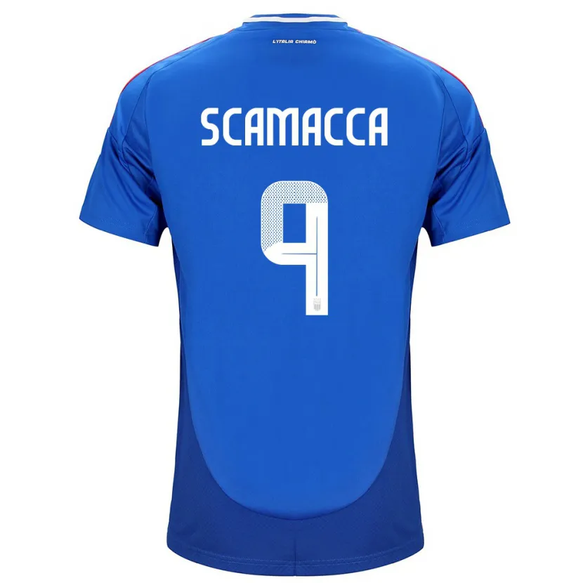 Danxen Barn Italia Gianluca Scamacca #9 Blå Hjemmetrøye Drakt Trøye 24-26 Skjorter T-Skjorte