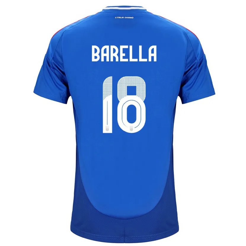 Danxen Barn Italia Nicolò Barella #18 Blå Hjemmetrøye Drakt Trøye 24-26 Skjorter T-Skjorte