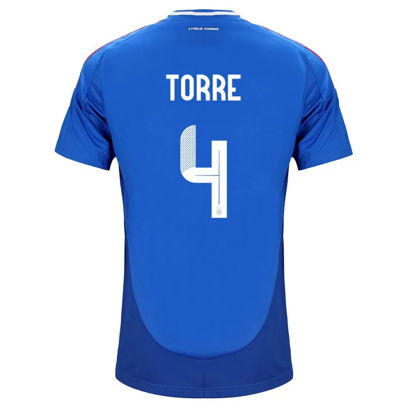 Danxen Barn Italia Pietro La Torre #4 Blå Hjemmetrøye Drakt Trøye 24-26 Skjorter T-Skjorte