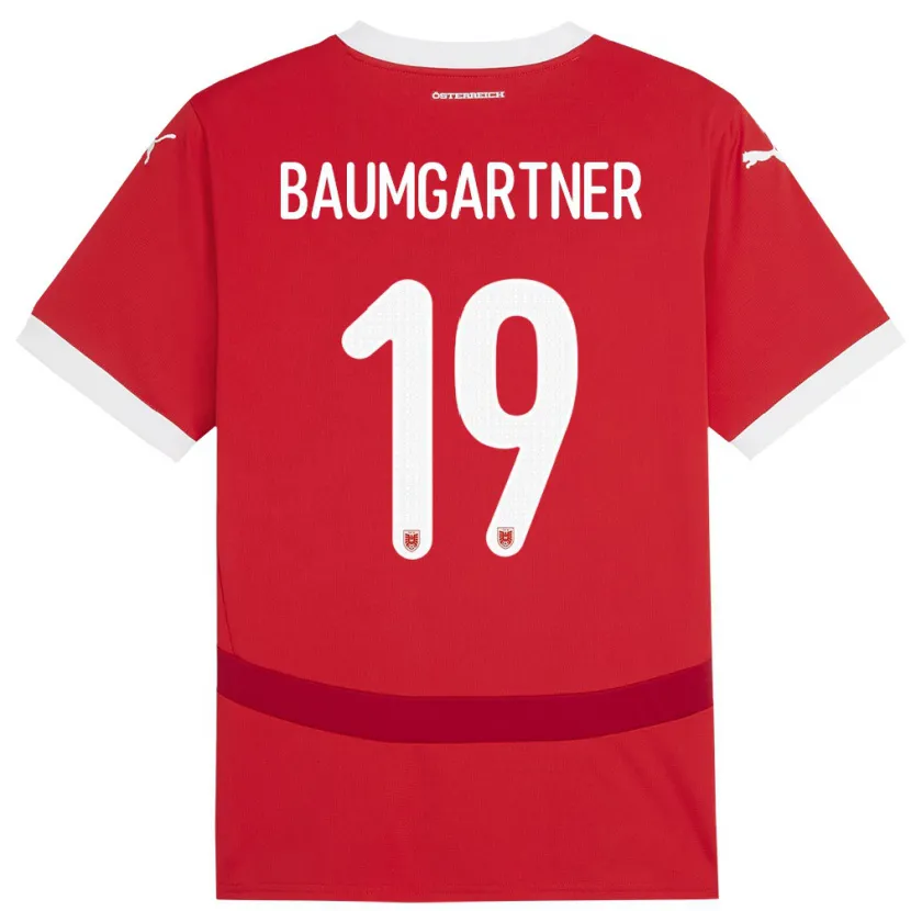 Danxen Barn Østerrike Christoph Baumgartner #19 Rød Hjemmetrøye Drakt Trøye 24-26 Skjorter T-Skjorte