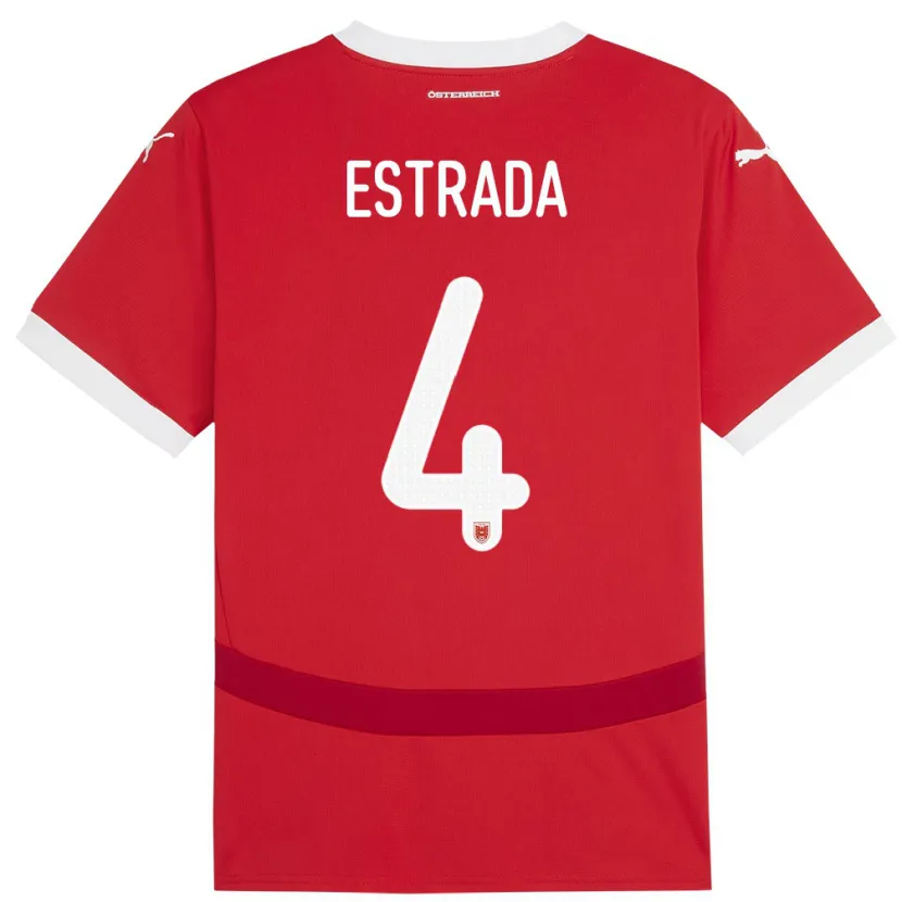Danxen Barn Østerrike Pascal Estrada #4 Rød Hjemmetrøye Drakt Trøye 24-26 Skjorter T-Skjorte
