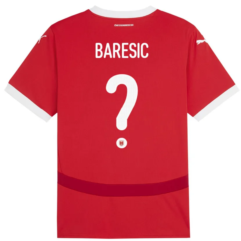Danxen Barn Østerrike Leon Baresic #0 Rød Hjemmetrøye Drakt Trøye 24-26 Skjorter T-Skjorte