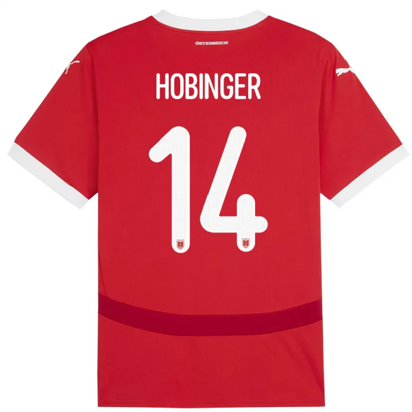 Danxen Barn Østerrike Marie Höbinger #14 Rød Hjemmetrøye Drakt Trøye 24-26 Skjorter T-Skjorte