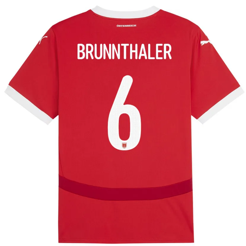 Danxen Barn Østerrike Melanie Brunnthaler #6 Rød Hjemmetrøye Drakt Trøye 24-26 Skjorter T-Skjorte