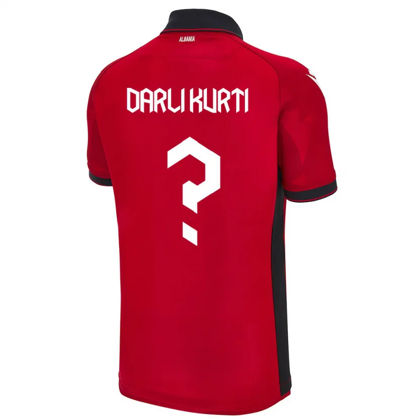 Danxen Barn Albania Darli Kurti #0 Rød Hjemmetrøye Drakt Trøye 24-26 Skjorter T-Skjorte