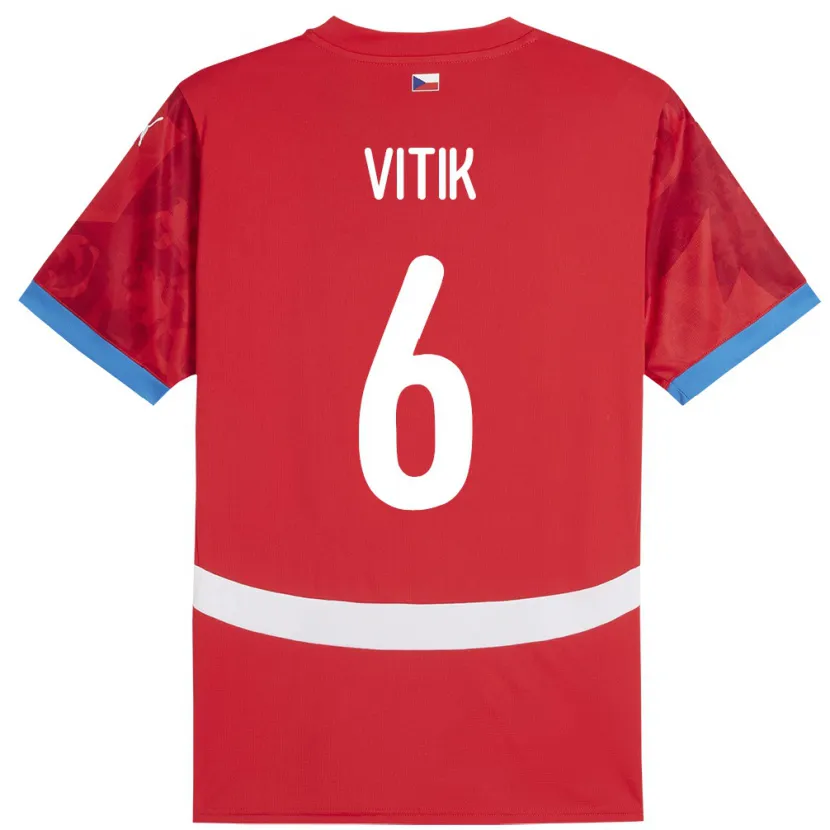 Danxen Barn Tsjekkia Martin Vitík #6 Rød Hjemmetrøye Drakt Trøye 24-26 Skjorter T-Skjorte