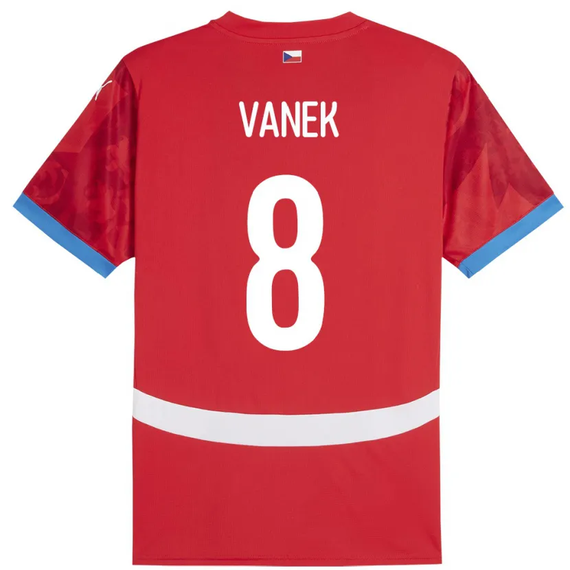 Danxen Barn Tsjekkia Lukas Vanek #8 Rød Hjemmetrøye Drakt Trøye 24-26 Skjorter T-Skjorte