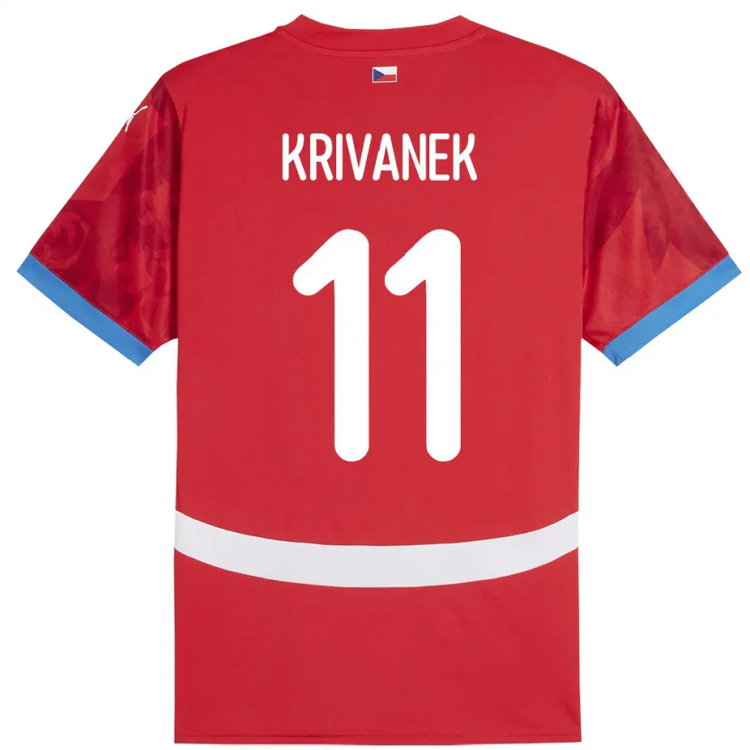 Danxen Barn Tsjekkia Jan Krivanek #11 Rød Hjemmetrøye Drakt Trøye 24-26 Skjorter T-Skjorte