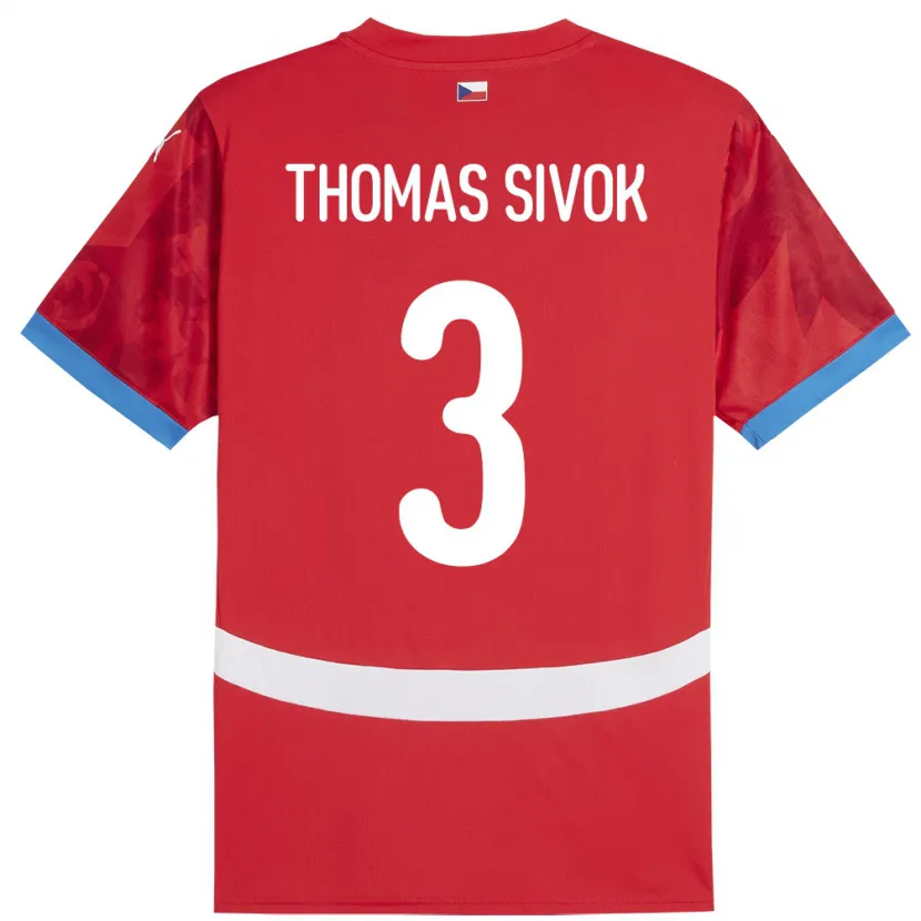 Danxen Barn Tsjekkia Andre Thomas Sivok #3 Rød Hjemmetrøye Drakt Trøye 24-26 Skjorter T-Skjorte