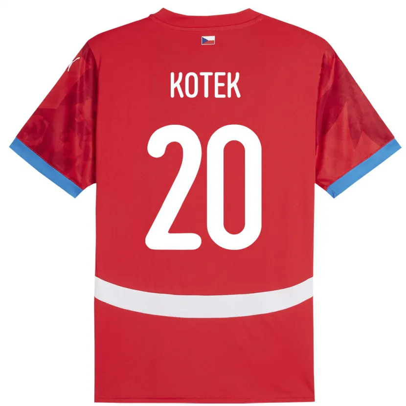 Danxen Barn Tsjekkia Tomas Kotek #20 Rød Hjemmetrøye Drakt Trøye 24-26 Skjorter T-Skjorte