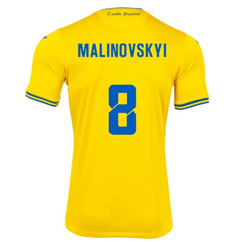 Danxen Barn Ukraina Ruslan Malinovskyi #8 Gul Hjemmetrøye Drakt Trøye 24-26 Skjorter T-Skjorte