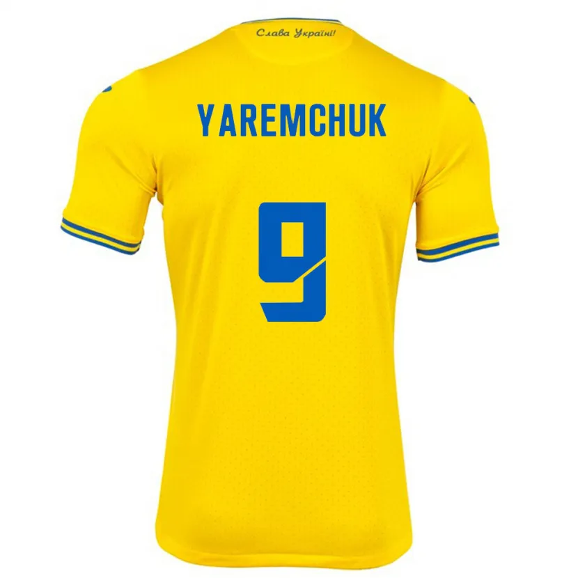 Danxen Barn Ukraina Roman Yaremchuk #9 Gul Hjemmetrøye Drakt Trøye 24-26 Skjorter T-Skjorte