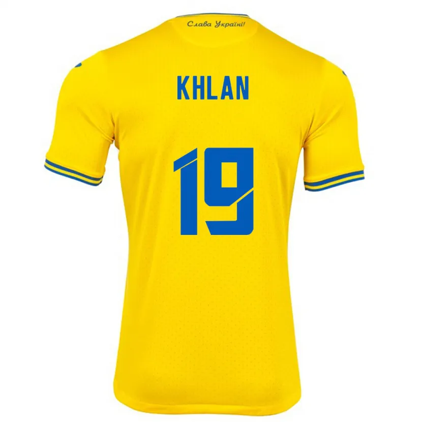 Danxen Barn Ukraina Maksym Khlan #19 Gul Hjemmetrøye Drakt Trøye 24-26 Skjorter T-Skjorte