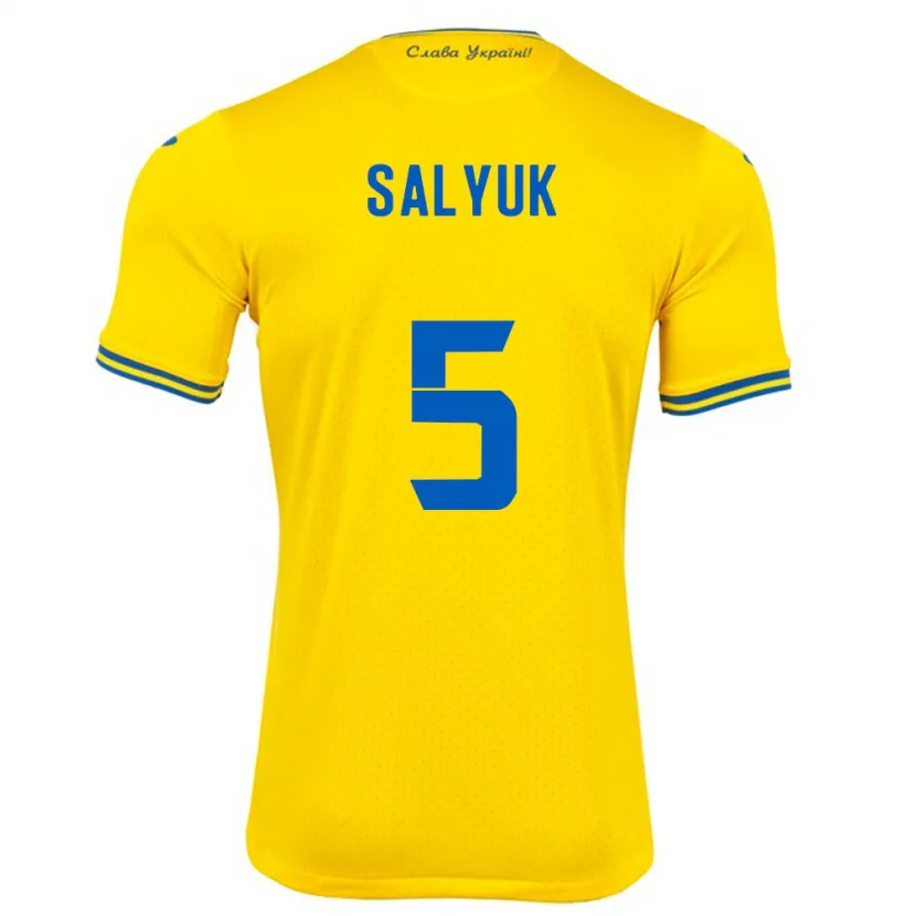 Danxen Barn Ukraina Volodymyr Salyuk #5 Gul Hjemmetrøye Drakt Trøye 24-26 Skjorter T-Skjorte