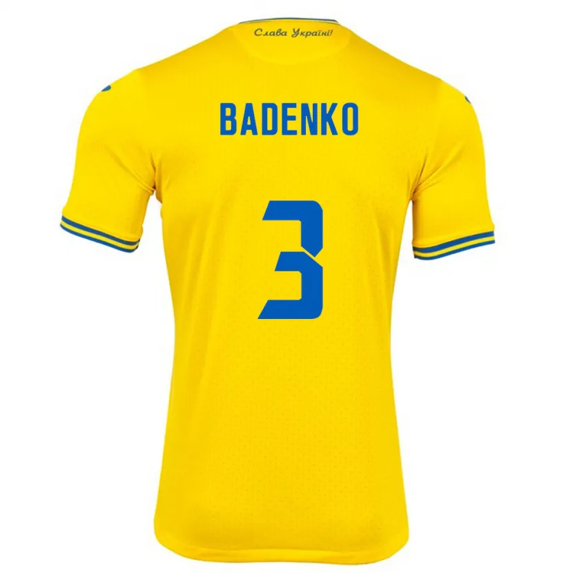 Danxen Barn Ukraina Ilya Badenko #3 Gul Hjemmetrøye Drakt Trøye 24-26 Skjorter T-Skjorte