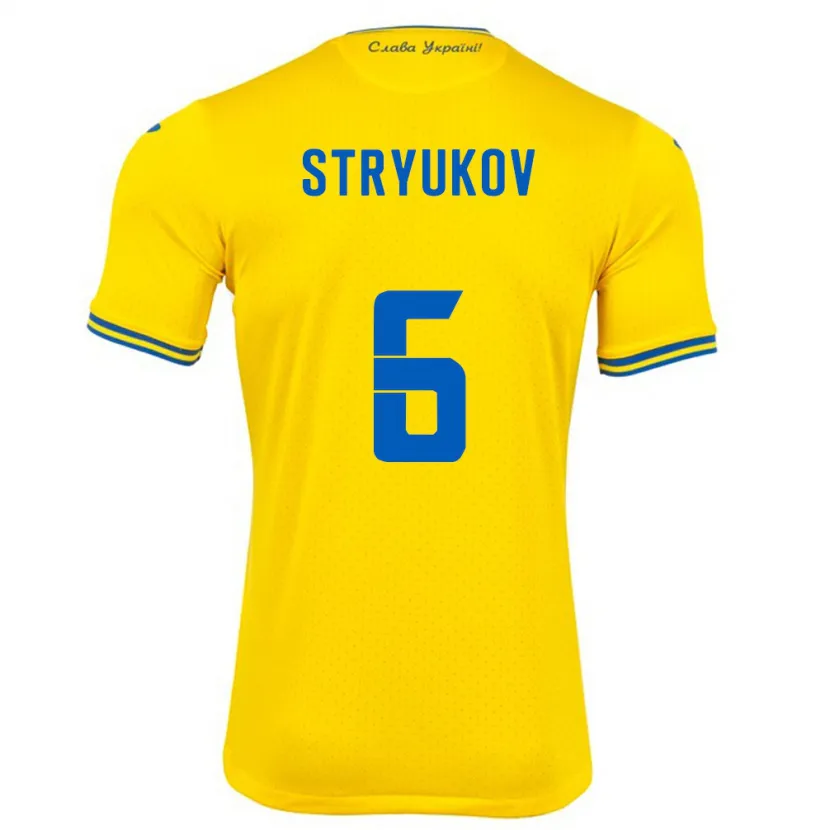 Danxen Barn Ukraina Maksym Stryukov #6 Gul Hjemmetrøye Drakt Trøye 24-26 Skjorter T-Skjorte
