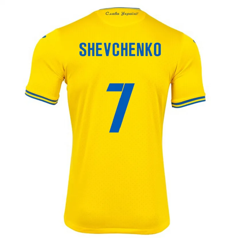 Danxen Barn Ukraina Kristian Shevchenko #7 Gul Hjemmetrøye Drakt Trøye 24-26 Skjorter T-Skjorte