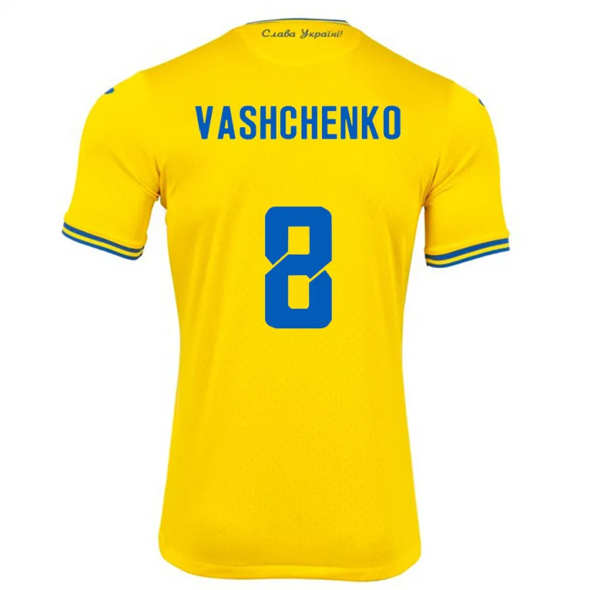 Danxen Barn Ukraina Daniil Vashchenko #8 Gul Hjemmetrøye Drakt Trøye 24-26 Skjorter T-Skjorte