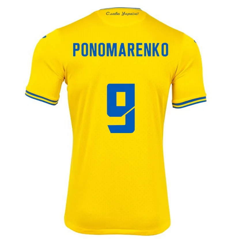 Danxen Barn Ukraina Matviy Ponomarenko #9 Gul Hjemmetrøye Drakt Trøye 24-26 Skjorter T-Skjorte