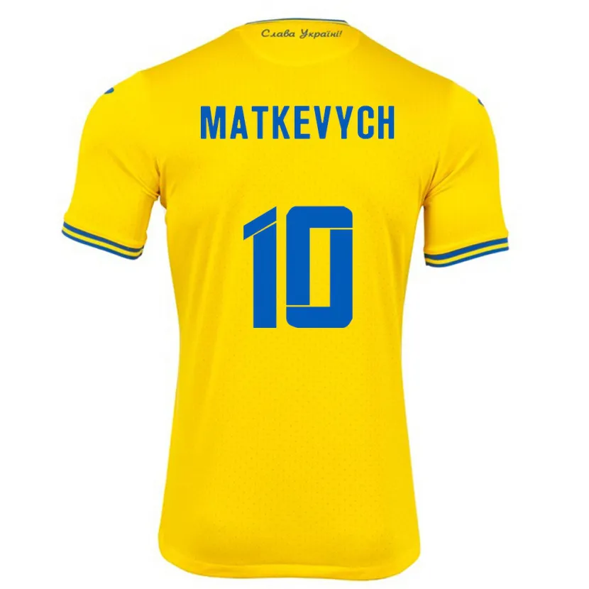 Danxen Barn Ukraina Andriy Matkevych #10 Gul Hjemmetrøye Drakt Trøye 24-26 Skjorter T-Skjorte