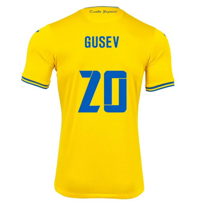 Danxen Barn Ukraina Oleksiy Gusev #20 Gul Hjemmetrøye Drakt Trøye 24-26 Skjorter T-Skjorte