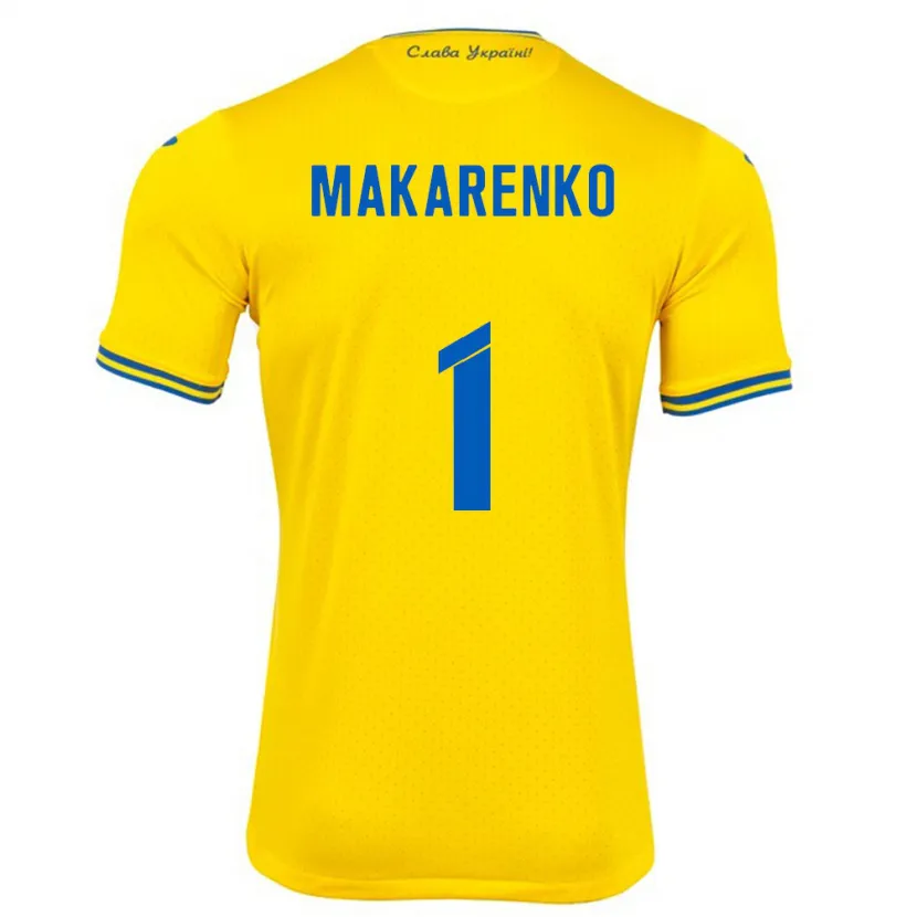 Danxen Barn Ukraina Nazar Makarenko #1 Gul Hjemmetrøye Drakt Trøye 24-26 Skjorter T-Skjorte