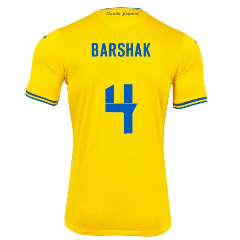 Danxen Barn Ukraina Maksym Barshak #4 Gul Hjemmetrøye Drakt Trøye 24-26 Skjorter T-Skjorte