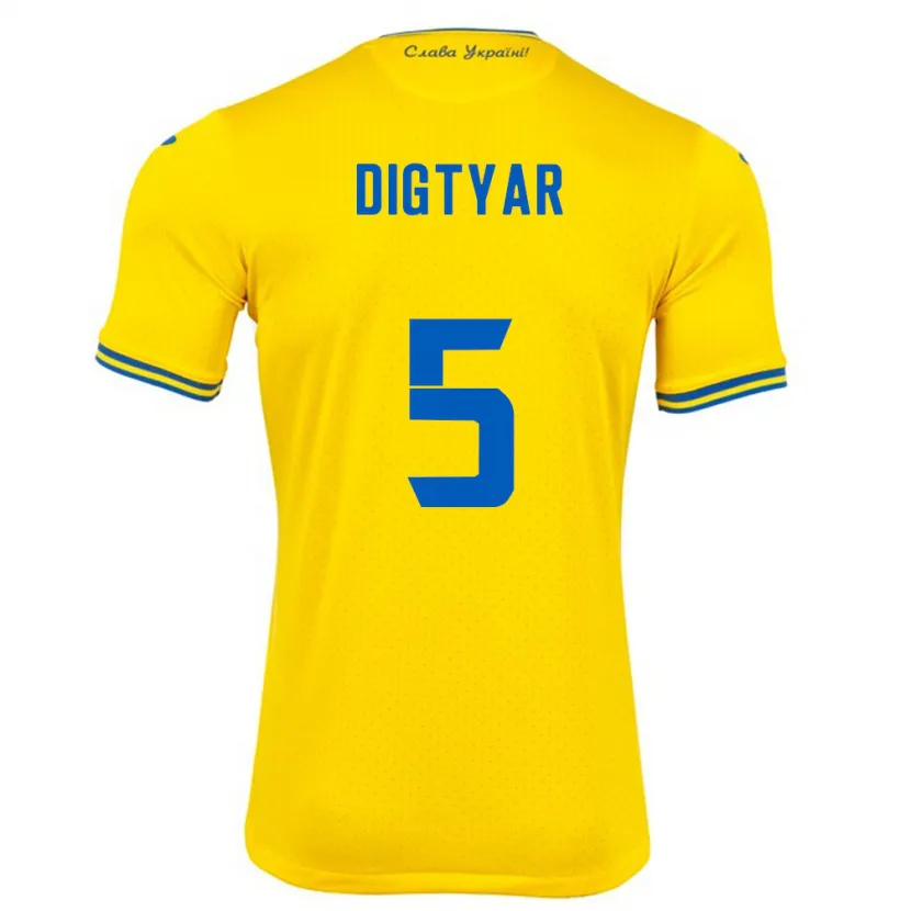 Danxen Barn Ukraina Kyrylo Digtyar #5 Gul Hjemmetrøye Drakt Trøye 24-26 Skjorter T-Skjorte
