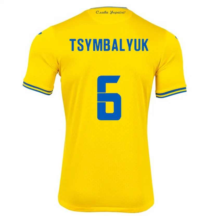 Danxen Barn Ukraina Maksym Tsymbalyuk #6 Gul Hjemmetrøye Drakt Trøye 24-26 Skjorter T-Skjorte
