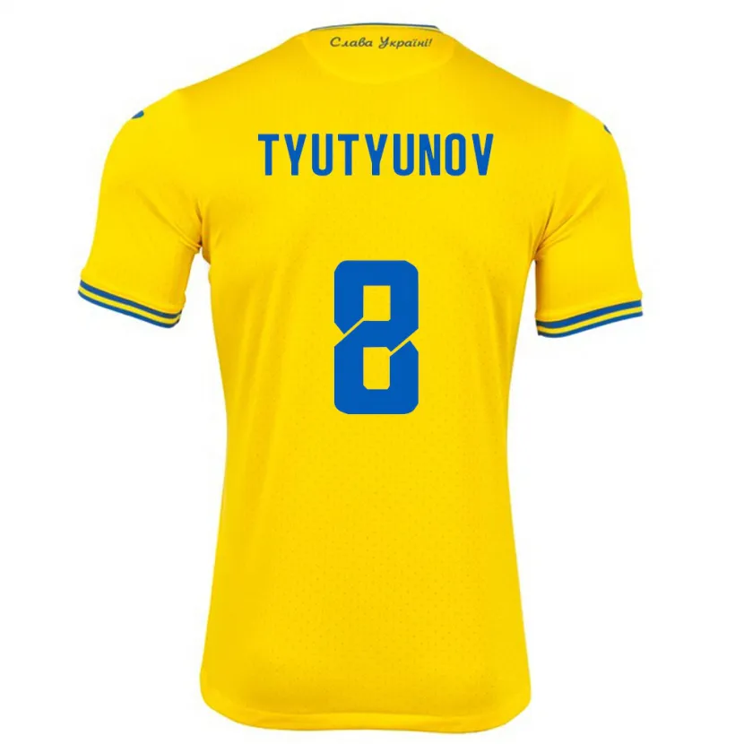 Danxen Barn Ukraina Vladyslav Tyutyunov #8 Gul Hjemmetrøye Drakt Trøye 24-26 Skjorter T-Skjorte