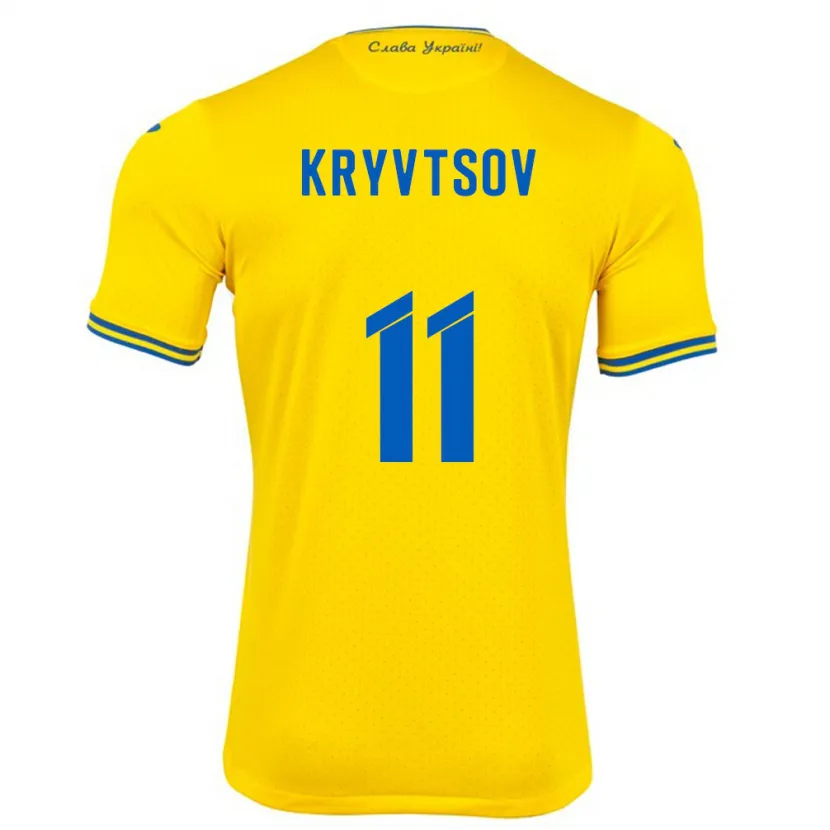 Danxen Barn Ukraina Nikita Kryvtsov #11 Gul Hjemmetrøye Drakt Trøye 24-26 Skjorter T-Skjorte
