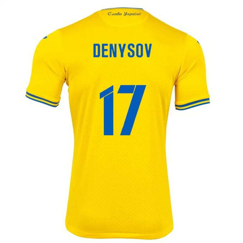 Danxen Barn Ukraina Ivan Denysov #17 Gul Hjemmetrøye Drakt Trøye 24-26 Skjorter T-Skjorte