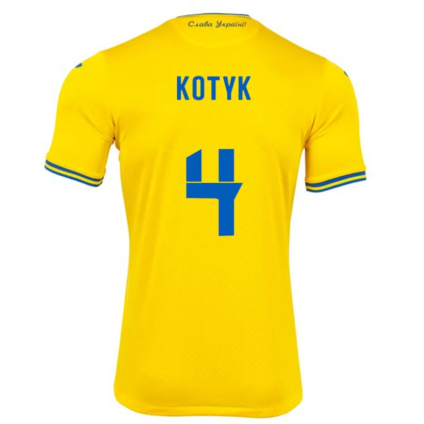 Danxen Barn Ukraina Yana Kotyk #4 Gul Hjemmetrøye Drakt Trøye 24-26 Skjorter T-Skjorte