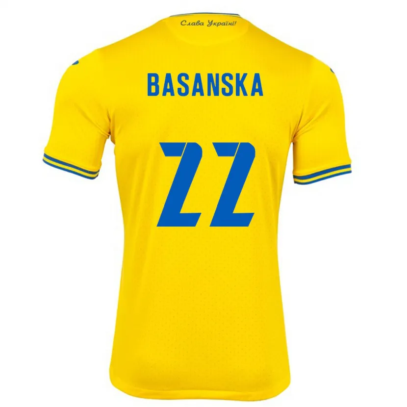 Danxen Barn Ukraina Olga Basanska #22 Gul Hjemmetrøye Drakt Trøye 24-26 Skjorter T-Skjorte