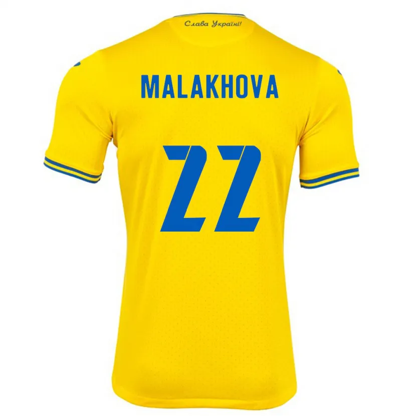 Danxen Barn Ukraina Yana Malakhova #22 Gul Hjemmetrøye Drakt Trøye 24-26 Skjorter T-Skjorte