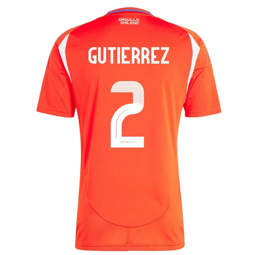 Danxen Barn Chile Joaquín Gutiérrez #2 Rød Hjemmetrøye Drakt Trøye 24-26 Skjorter T-Skjorte