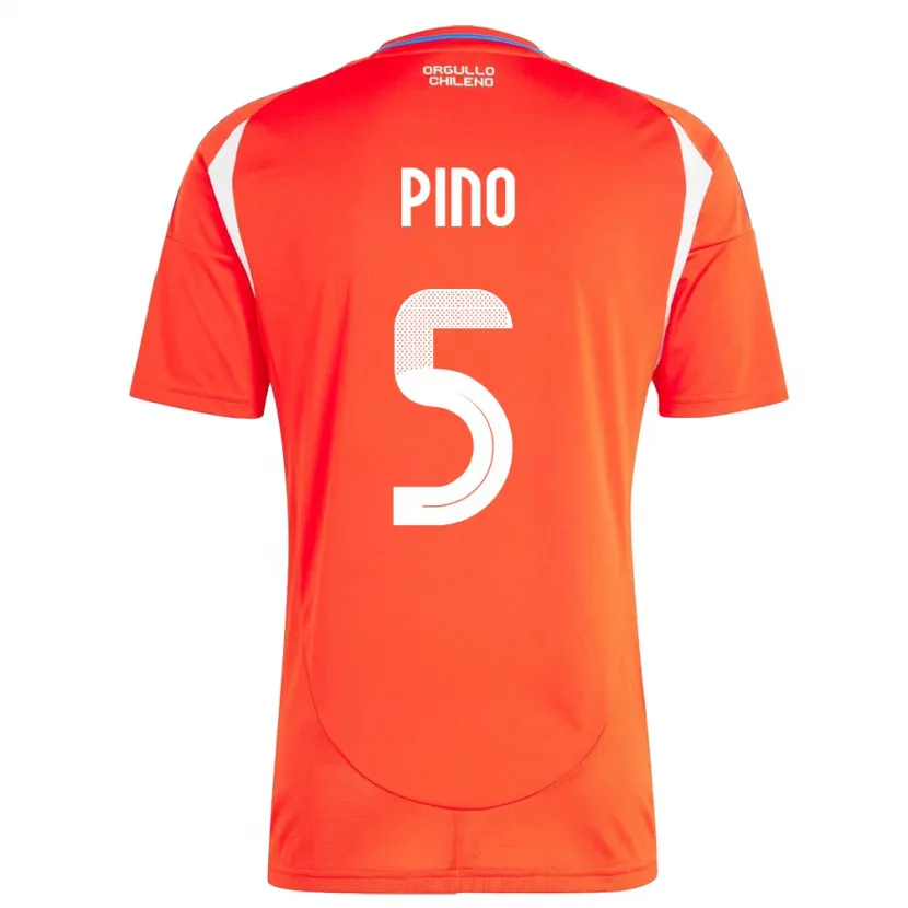 Danxen Barn Chile Sebastián Pino #5 Rød Hjemmetrøye Drakt Trøye 24-26 Skjorter T-Skjorte