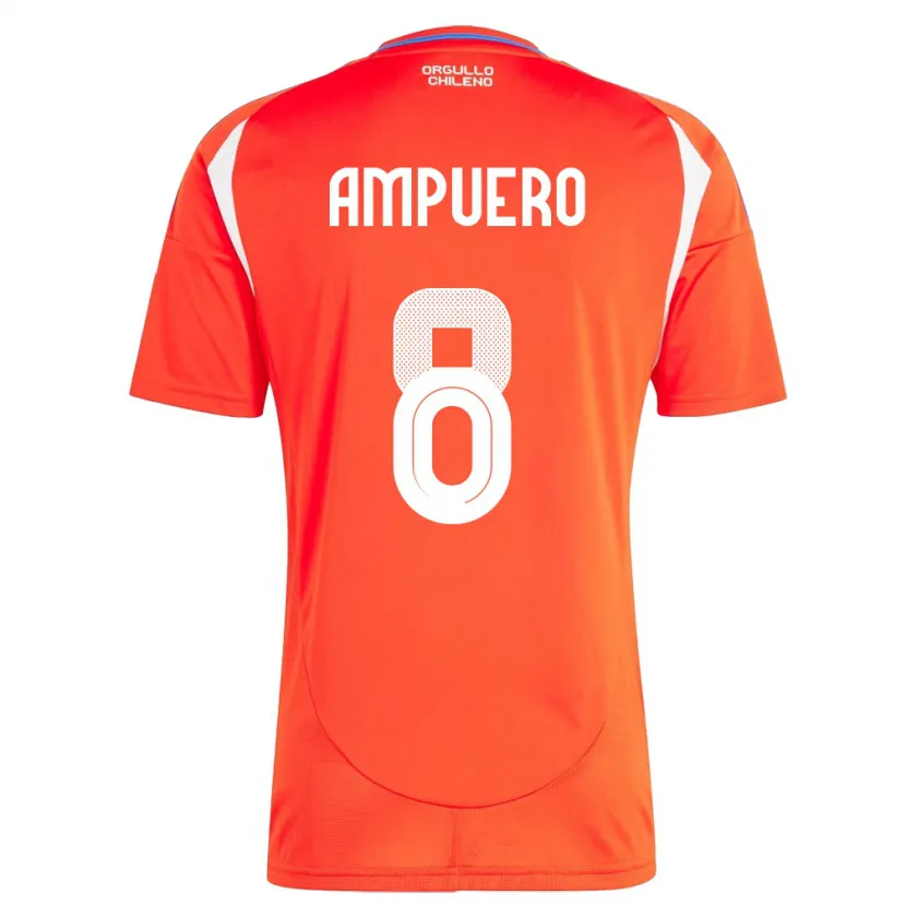 Danxen Barn Chile Benjamín Ampuero #8 Rød Hjemmetrøye Drakt Trøye 24-26 Skjorter T-Skjorte