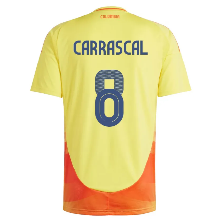 Danxen Barn Colombia Jorge Carrascal #8 Gul Hjemmetrøye Drakt Trøye 24-26 Skjorter T-Skjorte
