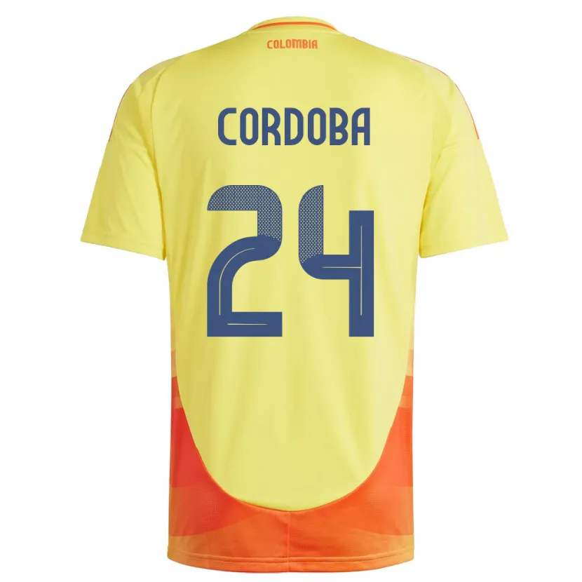 Danxen Barn Colombia Jhon Córdoba #24 Gul Hjemmetrøye Drakt Trøye 24-26 Skjorter T-Skjorte