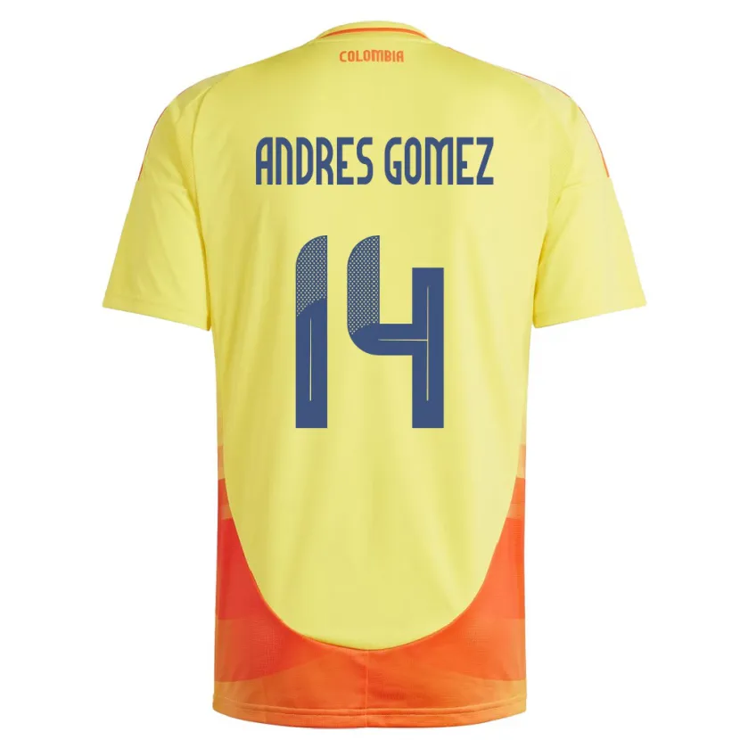 Danxen Barn Colombia Carlos Andrés Gómez #14 Gul Hjemmetrøye Drakt Trøye 24-26 Skjorter T-Skjorte