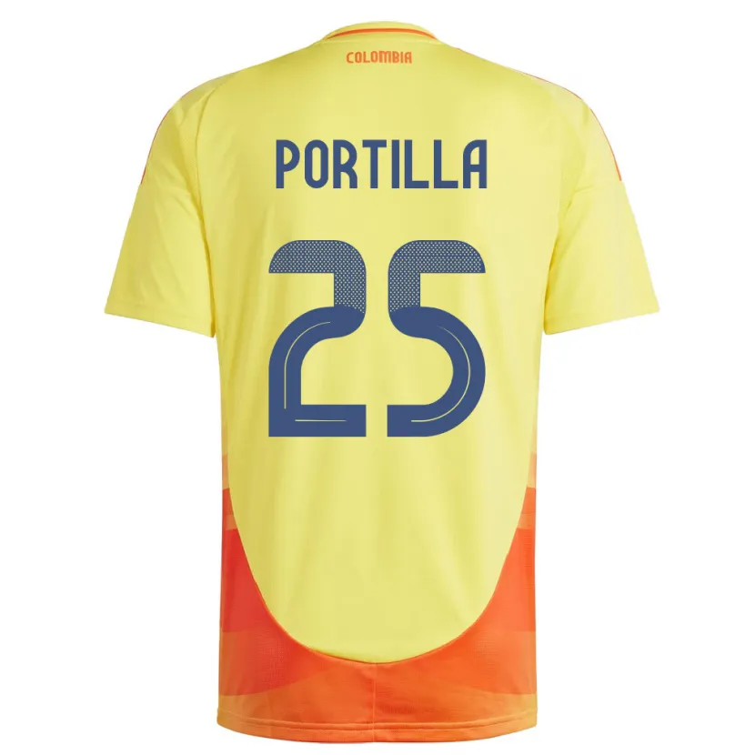 Danxen Barn Colombia Juan Portilla #25 Gul Hjemmetrøye Drakt Trøye 24-26 Skjorter T-Skjorte