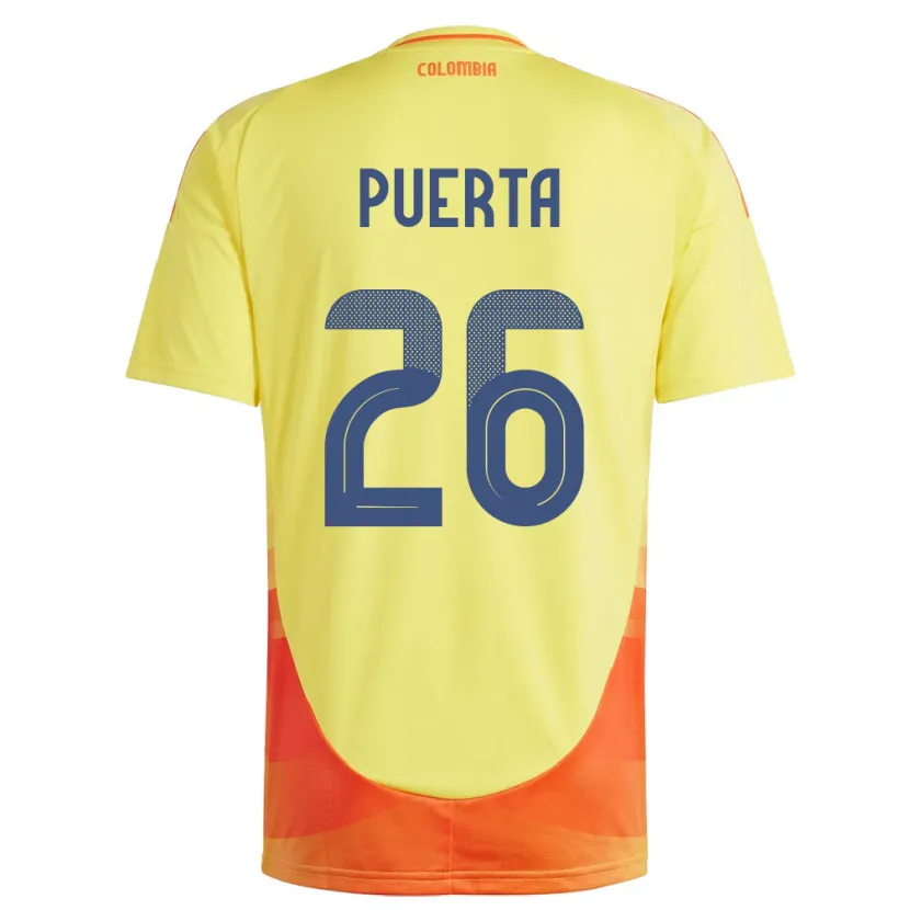 Danxen Barn Colombia Gustavo Puerta #26 Gul Hjemmetrøye Drakt Trøye 24-26 Skjorter T-Skjorte